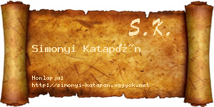 Simonyi Katapán névjegykártya